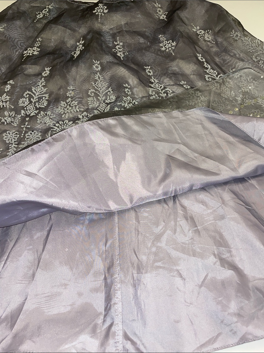Whimsigoth Fairycore Vintage beaded satin and sheer Cachet skirt M - Picture 4 of 10